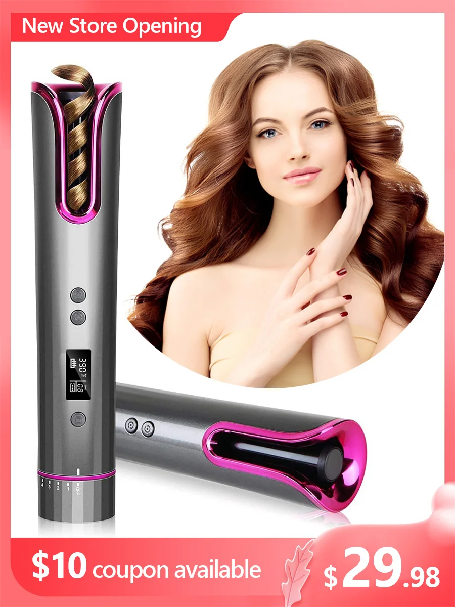 

Cordless Automatic Rotating Hair Curler Portable Wireless Curling Iron Anti-Scalding Shell Wave Styling Tools Big Wave Curler