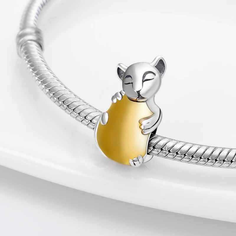 

Серебряные Подвески plata of ley 925, подвески в виде Золотой крысы, подходят для оригинального браслета Пандоры, ожерелья, женские модные ювелирн...