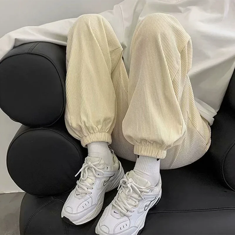 Брюки мужские вельветовые на весну и осень модные повседневные штаны в стиле