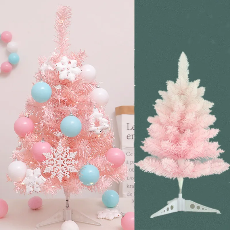 

Christmas Decoration Pink Christmas Tree 60cm Pink Gradient Pink Flocking Christmas Tree Creative Christmas Decoration