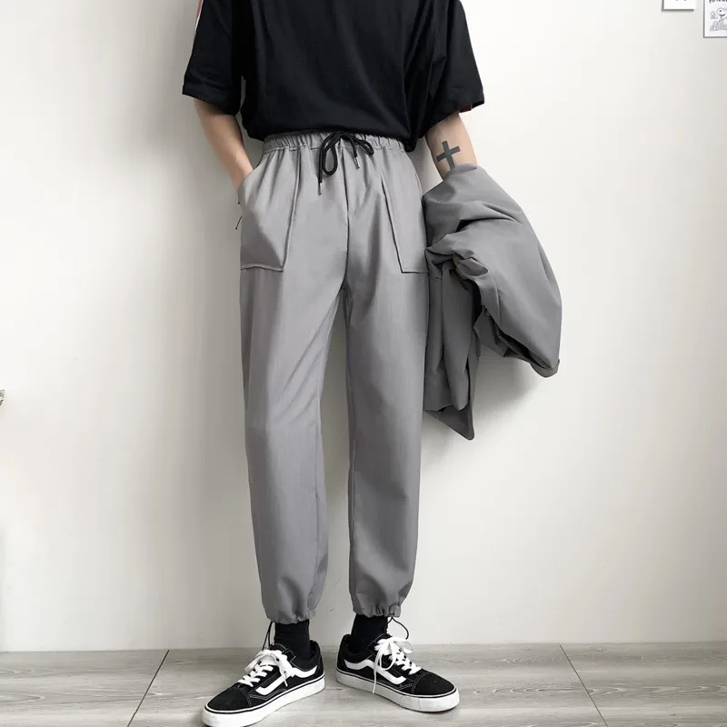 

2020 Spring And Summer New Korean Version Of Solid Color Loose Trousers Fashion Casual Trousers Black / Grey / Green M-3XL