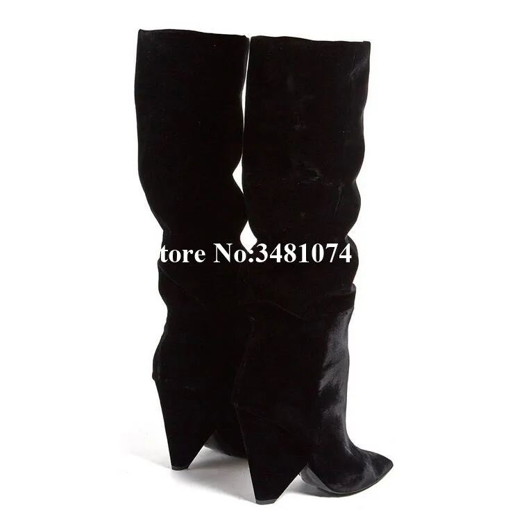 

2019 Newest Black Pointed Toe And High Heel Over-the-knee Long Boots Spring And Autumn Hottest Women Shoes