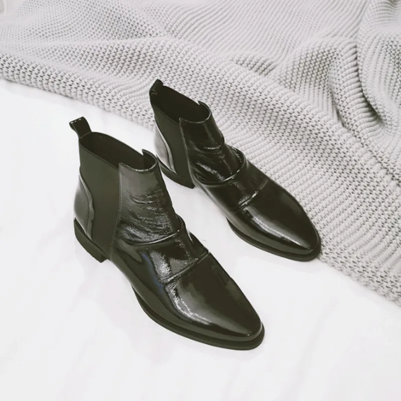 Модные женские ботинки Челси сезон осень зима высококачественные кожаные