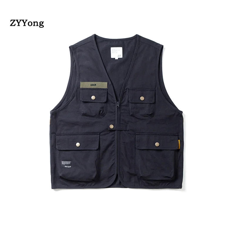 

Cotton Men Vest Coat Multi Pocket Tactical Youth Sleeveless Jacket Work Photographer Tourism Outdoor Leisure Fishing Waistcoat