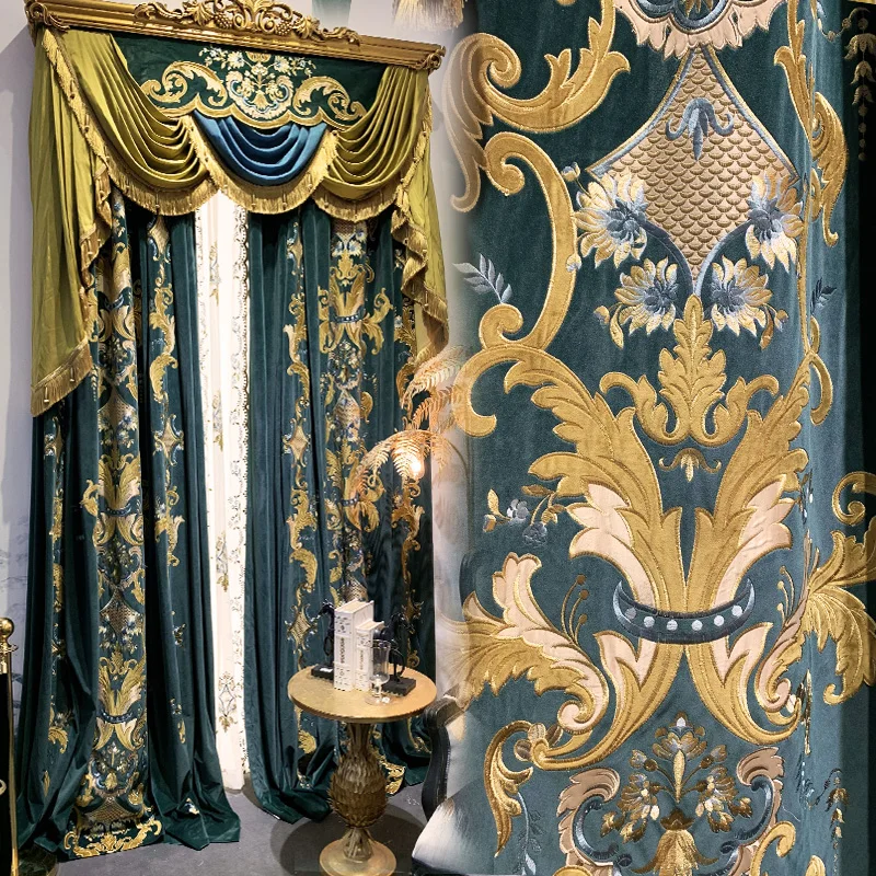 Пользовательские шторы высокого класса американская комната вышитые темно