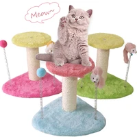 pet toy sisal cat scratching post for cats kitten climbing post jumping tower toy with ball bite resistant protecting furniture