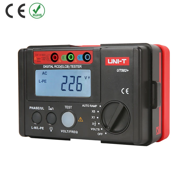 Uni t UT582 + цифровой RCD (ELCB) тест er Переключатель защиты от утечки Тест er/Авто пандус