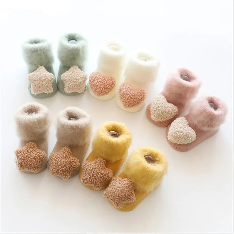 

Cute Baby Socks Stereo Doll Socks Autumn Winter Mid Stocks Velvet Thickening Brush Furry Newborn Floor Socks 0-18 months