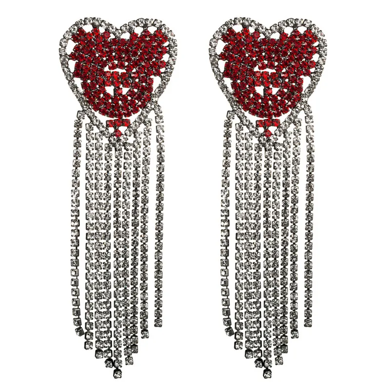 Женские стеклянные серьги с кисточками и кристаллами большие висячие Висячие