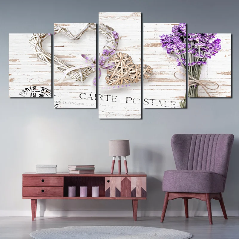 

Canvas Painting Wall Art Love Lavender Purple Tone Decorative Painting Home Decoration Living Room Sofa Background Wallpaper