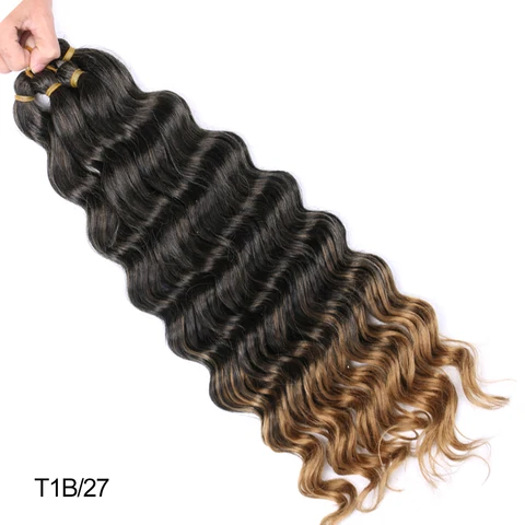 Водные волнистые волосы, синтетические вязаные крючком косички для волос, вьющиеся органические волосы с эффектом омбре для чернокожих женщин, высокотемпературное волокно