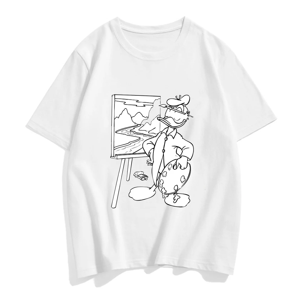 

Donald Duck Black White Comic Style Women's Oversize Shirt S-3XL Women T-shirt 2021 Summer Casual Tee Tops Kawaii Clothes Top