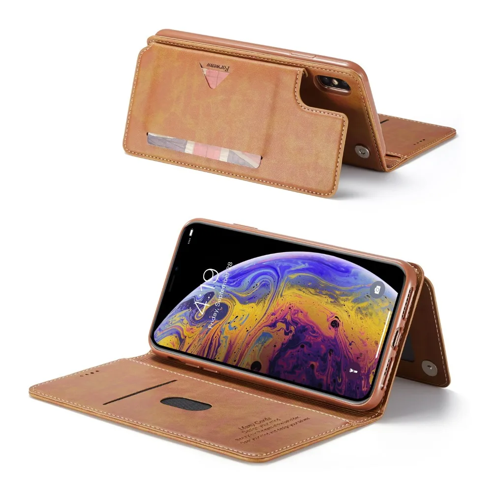 Магнитный кожаный чехол для Apple iPhone 11 Pro 8 7 6s 6 Plus XR X XS Max чехол-книжка для iPhone 6s 7 8 Plus чехол-кошелек для карт