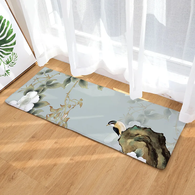 

Bird Tree Pattern Kitchen Mat Bedroom Living Room Carpet Entrance Doormat Hallway Floor Mat Cartoon Bathroom Anti-Slip Long Rug