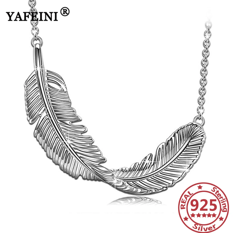 

YAFEINI 925 Sterling Silver Feather Pendant Necklace 925 Silver Chain Women Silver 925 Jewelry Mother's Day Gift Graduation Gift