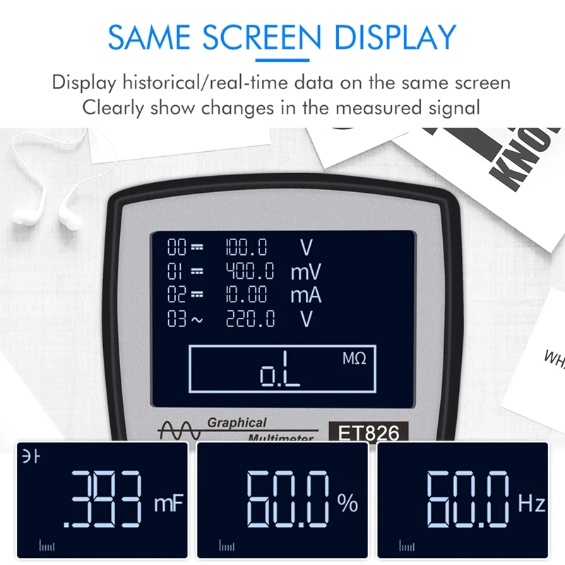 

ET826 Intelligent 2 in 1 Digital Storage Multimeter 4 4000 Counts 20KHz One Key AUTO Oscilloscope Tester