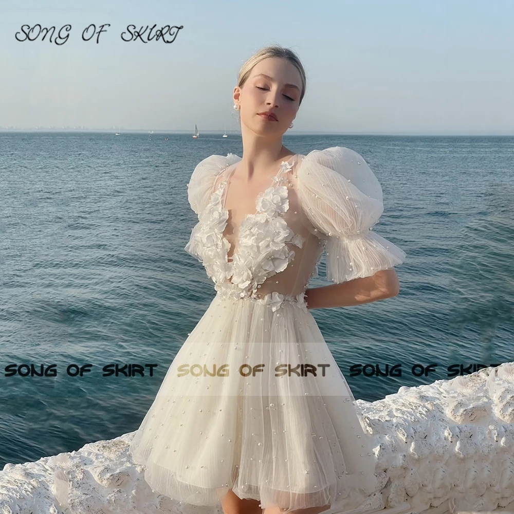 Женское коктейльное платье с буффами на рукавах | Свадьбы и торжества