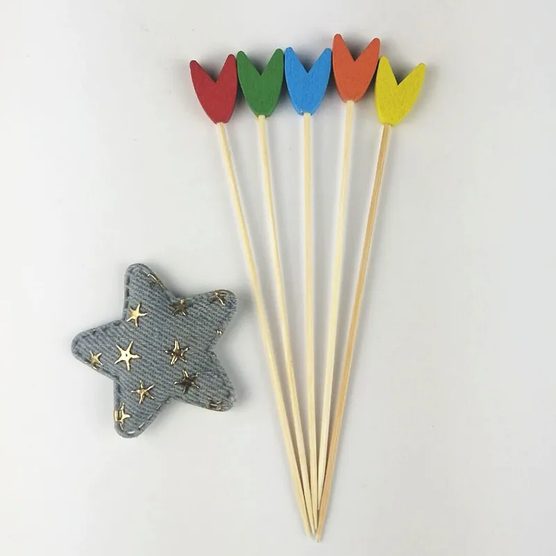 100 шт. 12 см бант бабочка бамбук Палочки буфет с зелеными листьями фрукт для кекса