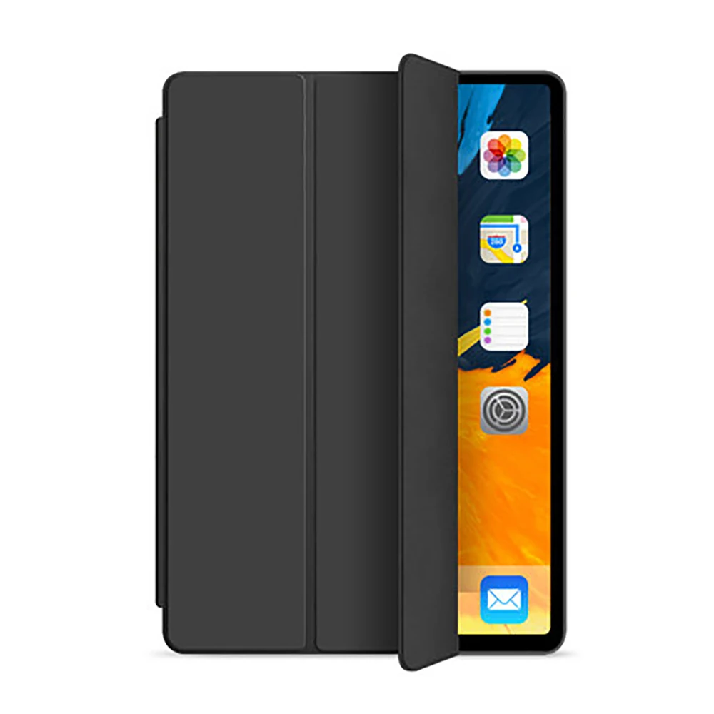 Black 7-го поколения, трехслойный смарт-чехол, funda для iPad, 10,2 дюймов, Автоматический Режим сна/пробуждения, светильник, весовая подставка, силиконовый чехол, A2200, A2198, A2197 - Цвет: Black