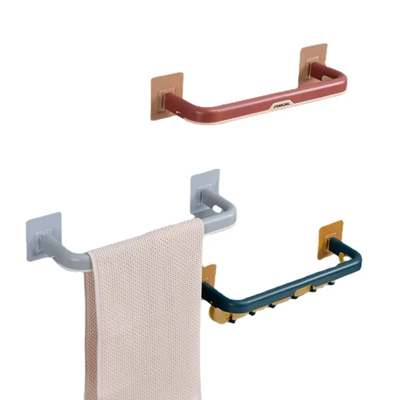 

Towel Rack Punch-Free Toilet Double-Layer Towel Bar Bathroom Suction-Type Rack Bath Towel Rack