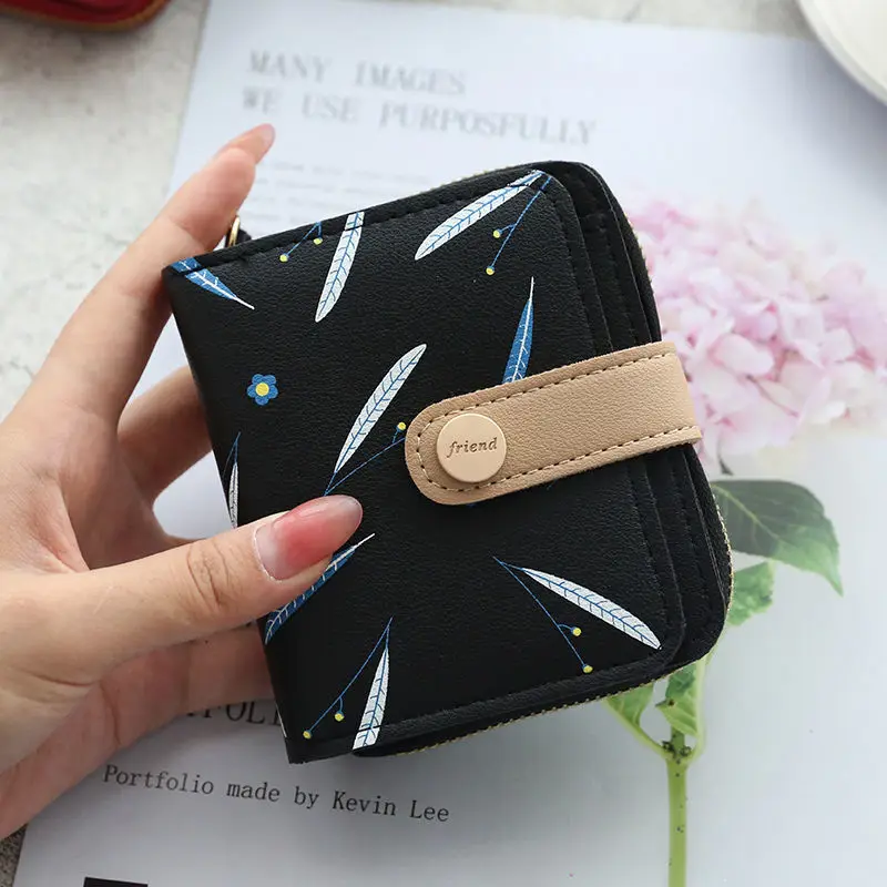 

Fashion Personality Simple Small Fresh Student Short Coin Purse Card Case Compact and Exquisite Printing Drawstring