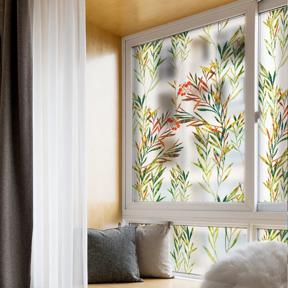 Витражная статическая пленка для окна матовая непрозрачная наклейка уединения