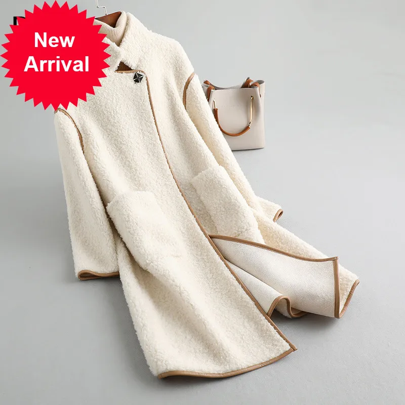 

Женское зимнее шерстяное меховое пальто из смешанного акрилового полиэстера 18%, теплая куртка, женское меховое пальто, женская куртка, парк...