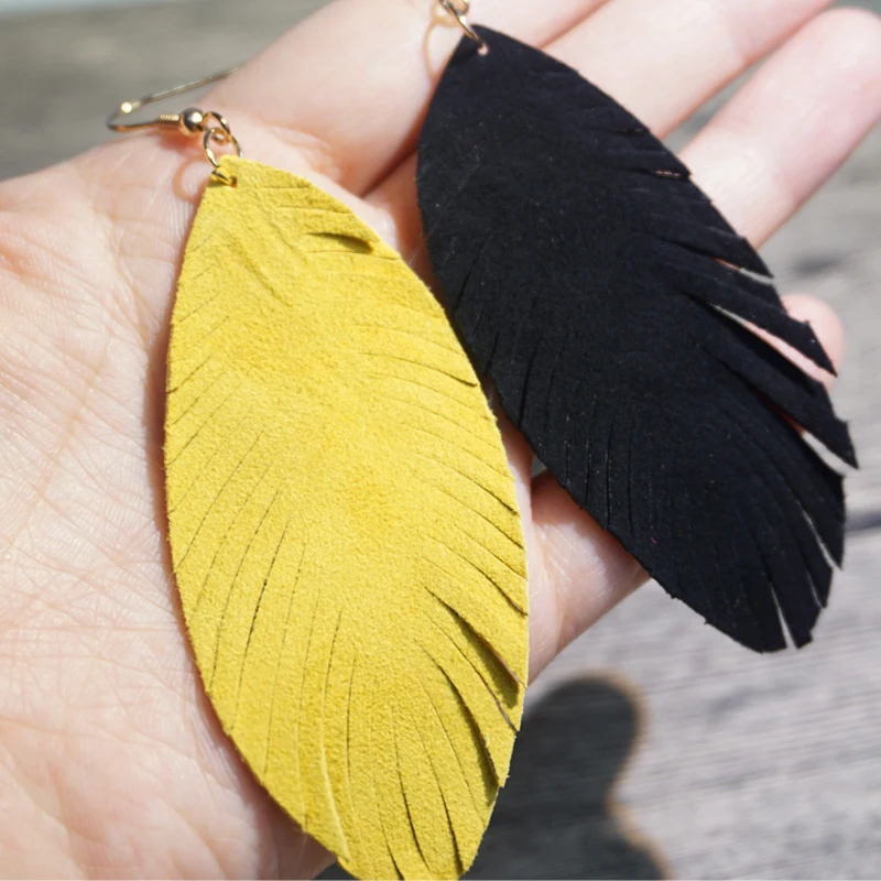 Женские серьги из натуральной козы Cpop элегантные однотонные с кисточками и