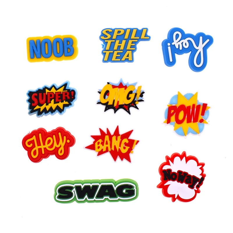

New Designer DIY Interesting Letter Cute Hole Slippers Shoe Charms Kids Icon Buckles For Party Gifts High Quality PVC Decor