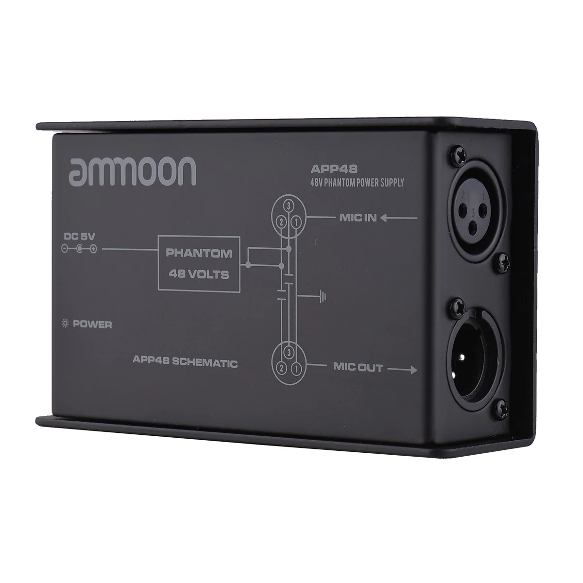 ammoon 48V Low Noise Phantom Power Supply for Condenser Microphone DC5V Box with XLR Input & Output | Спорт и развлечения