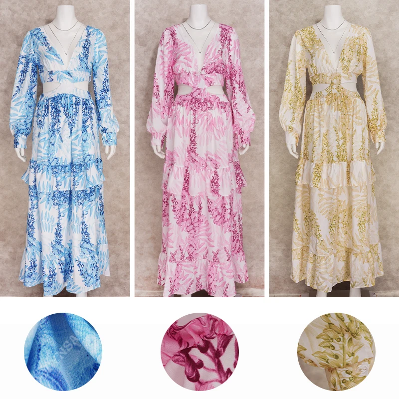 Женское ажурное платье с V-образным вырезом и открытой спиной длинное макси