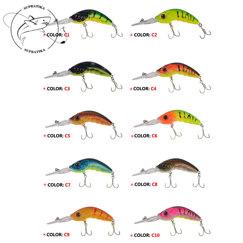 

Artificial Crankbaits 10CM/12.8G Freshwater Plastic Fishing Bait 3D Eyes Diving Depth 0-3M High Quality Fishing Lure Hard Bait