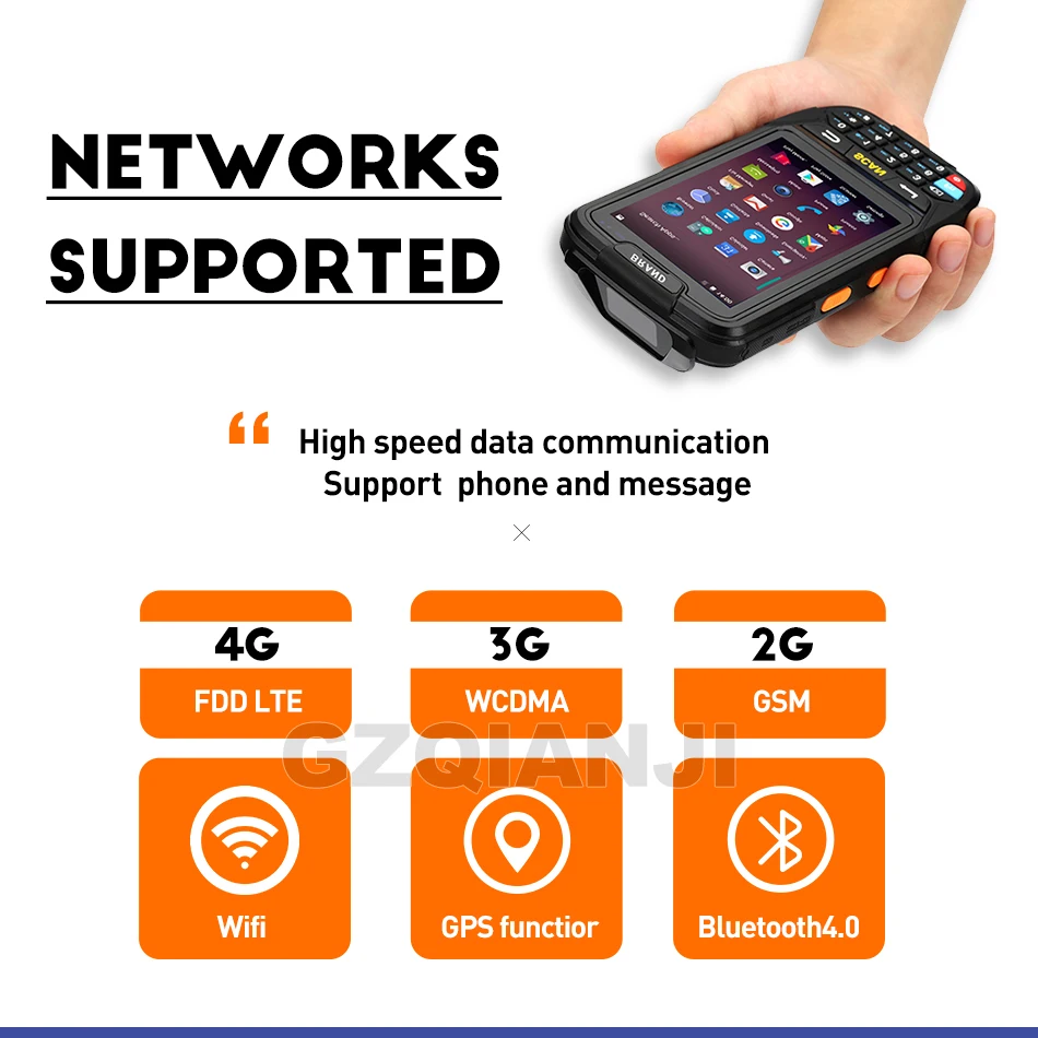 Android 7,0 PDA pos-портативный терминал с поддержкой gps GPRS Wifi Bluetooth 4G Мобильный 1D 2D считыватель штрих-кодов qr-кодов для планшетных ПК камеры