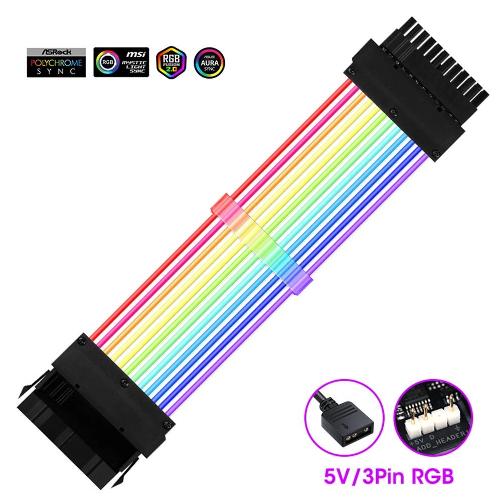 Кабель-удлинитель питания PSU RGB ATX 24Pin GPU 8Pin тройной стример PCI-E 6 + 2Pin двойной