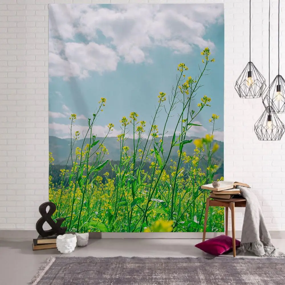 

Nature Tapestry Mountains Wheat Field Coconut Forest Wall Hanging Decoration Boho Style House Bedroom Hanging Decoration