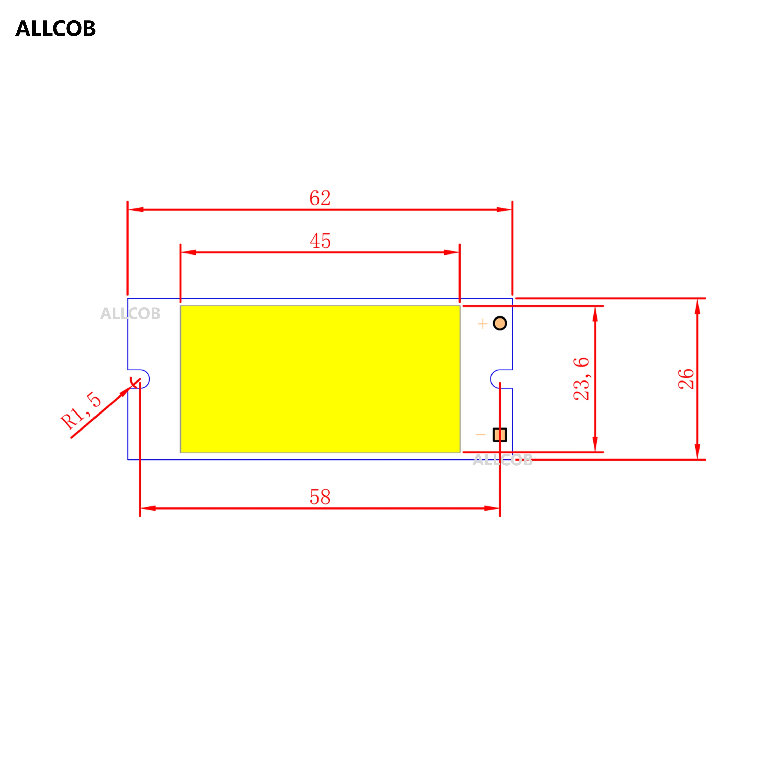 Allcob новая светодиодная лента cob 12v 62 мм 20 светодиодный светодиодные полосы света