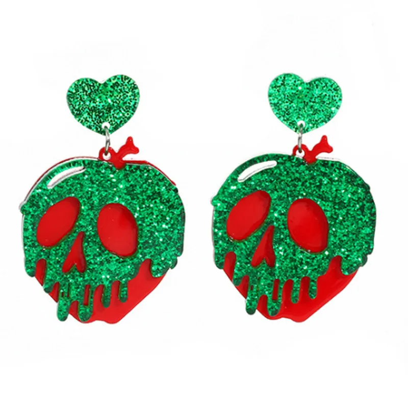 

Halloween Drop Earrings for Women Friends Red Green Acrylic Ghost Skeleton Skull Dangle Earring Punk Scary Fashion Jewelry Gifts
