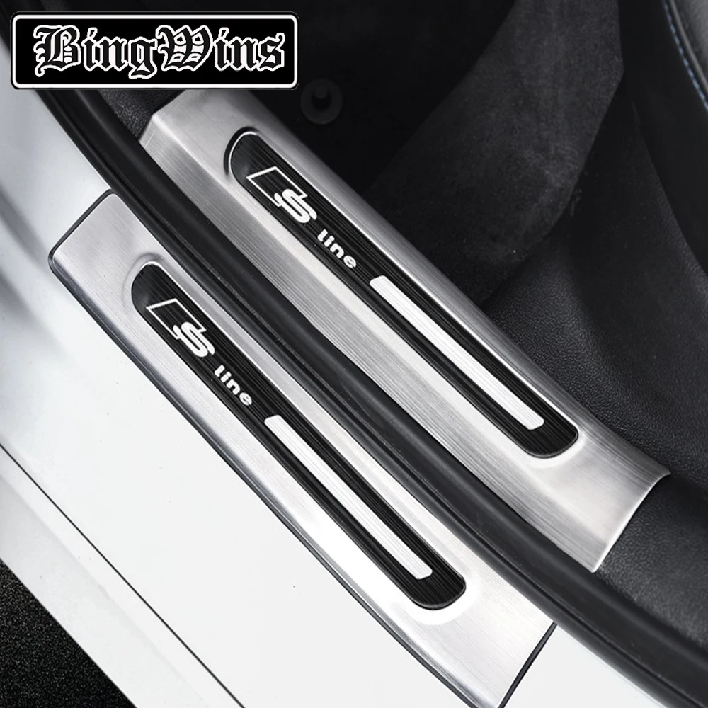 

BeingWins Car styling For Audi A6L Q5L Q2L Q3 Car Accessories Outer Inner Door Sill Protector Welcome Pedal Threshold Strip