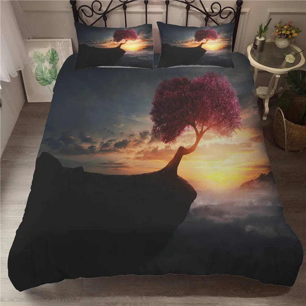 

Комплекты стеганых и постельного белья, пододеяльник с 3d рисунком скалы и рассвета, пододеяльник с наволочкой для взрослых, Королевский, од...
