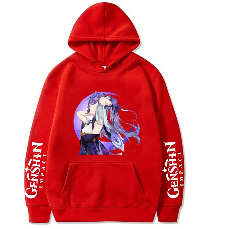 

Women Hoodies Casual Genshin Impact Print Solid Loose Drawstring Sweatshirt Long Sleeve Hooded 2021 Autumn Female Pullover Hoody