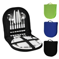 bbq camping cutlery kit camping travel cutlery kit outdoor picnic tableware plate spoon wine opener fork napkin cutlery set