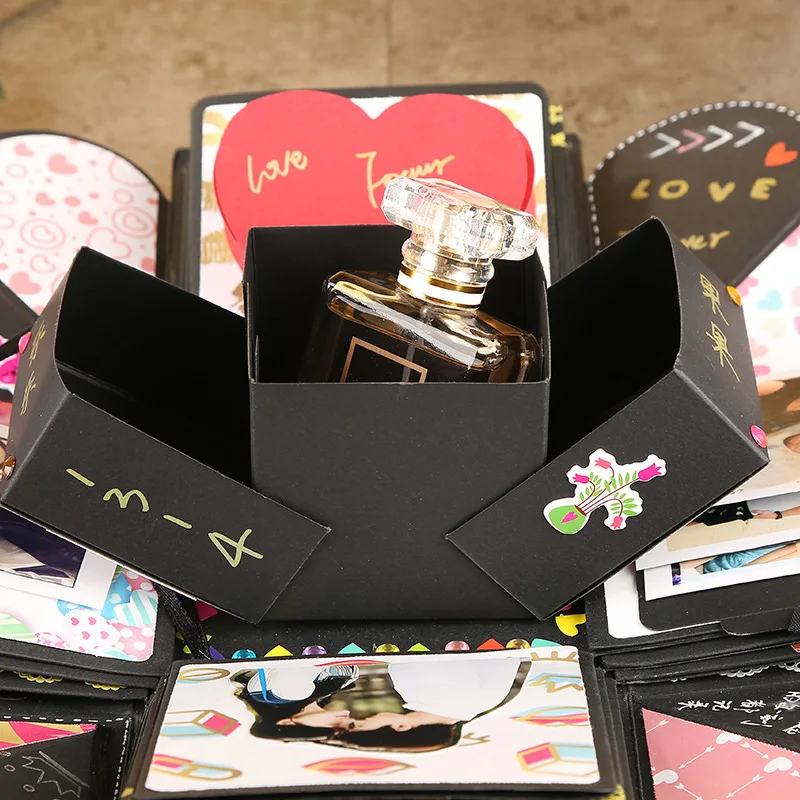 Ручной работы взрыв фотоальбом бомба коробка DIY скрапбук шестиугольная любовь