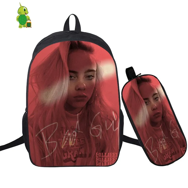 В стиле «хип-хоп» Billie Eilish 2 шт./компл. рюкзак школьные сумки для подростков мальчиков и девочек студенты рюкзак для ноутбука Карандаш Чехол дорожные сумки - Цвет: 3