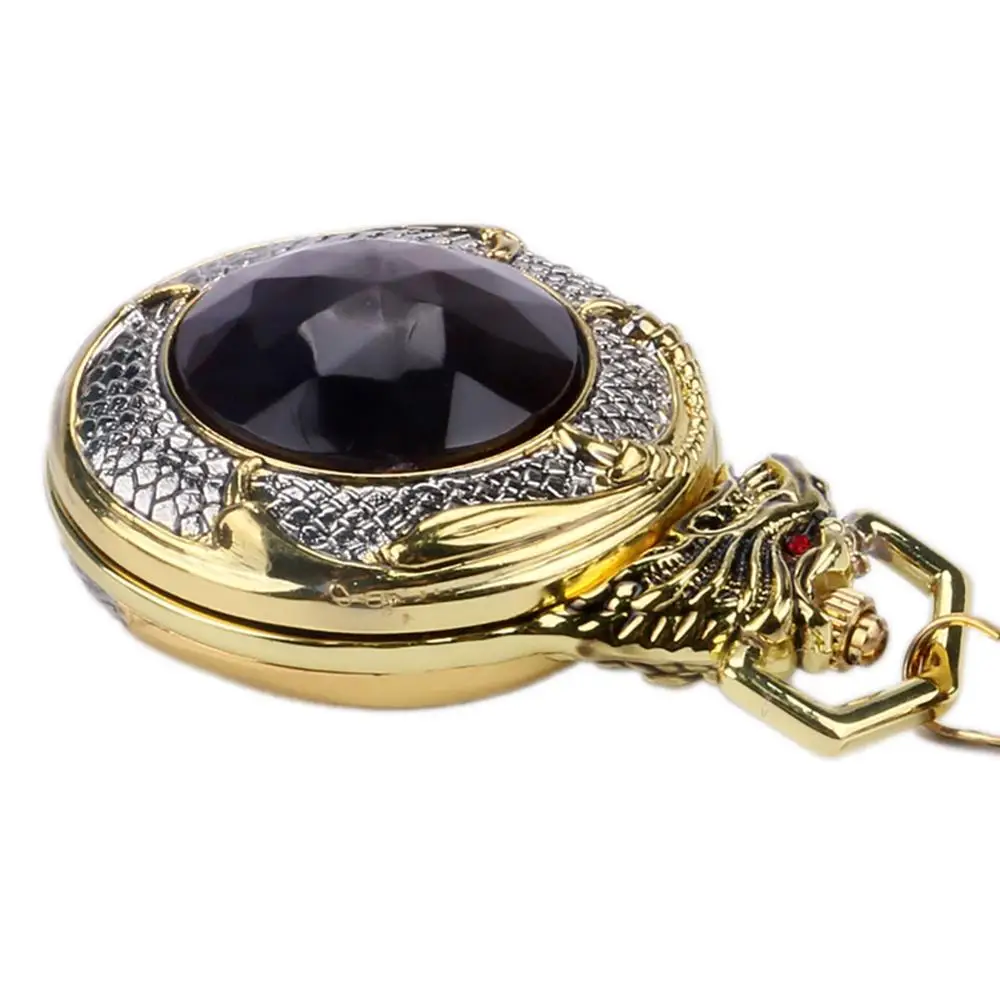 Карманные часы с красным гранатом и золотым покрытием Роскошные Кварцевые