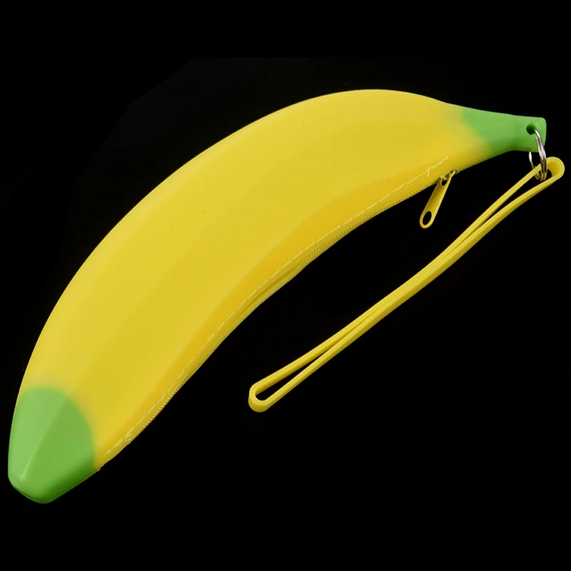 Novelty Silicone Portable Banana Pencil Case Bag Coin Purse School Supplies Stationery Yellow | Wallets