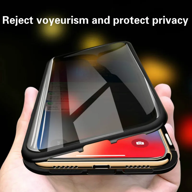 Двусторонний стеклянный чехол для IPhone Xs Max Xr X 7 8plus с металлической рамкой