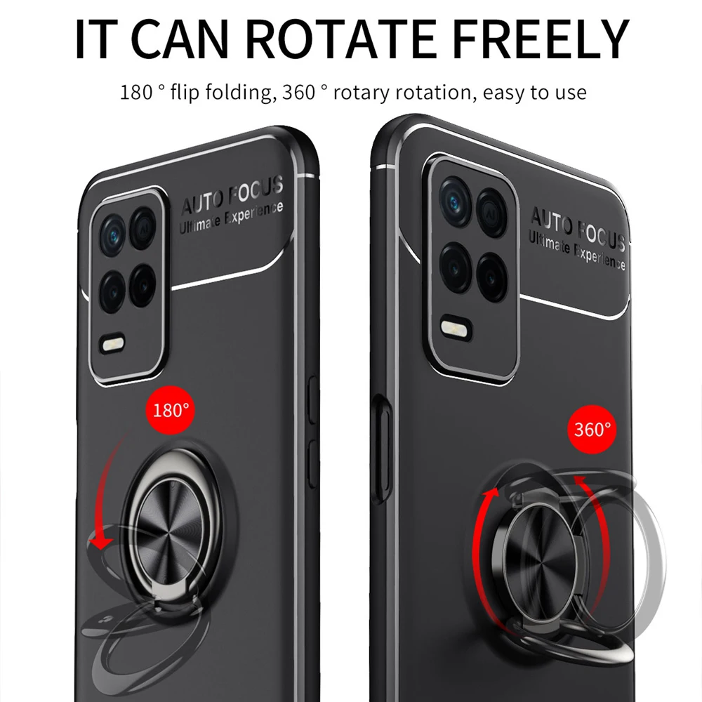 KEYSION Shockproof Case For Realme 8 5G 8 Pro 8i Q3t V13 Silicone Ring Stand Phone back cover for Realme Narzo 30 Pro 5G 30A 20
