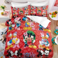 red minnie mickey mouse bedding set 3d printed 140x200 duvet cover pillowcases home textiles for children full queen