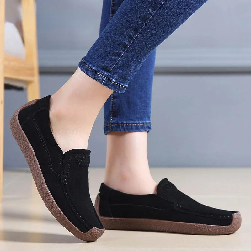 Casual Sneakers Women Shoes 2022  New Genuine Leather Comfortable Slip-on Flats Female Shoe Woman Sneaker Women Shoes