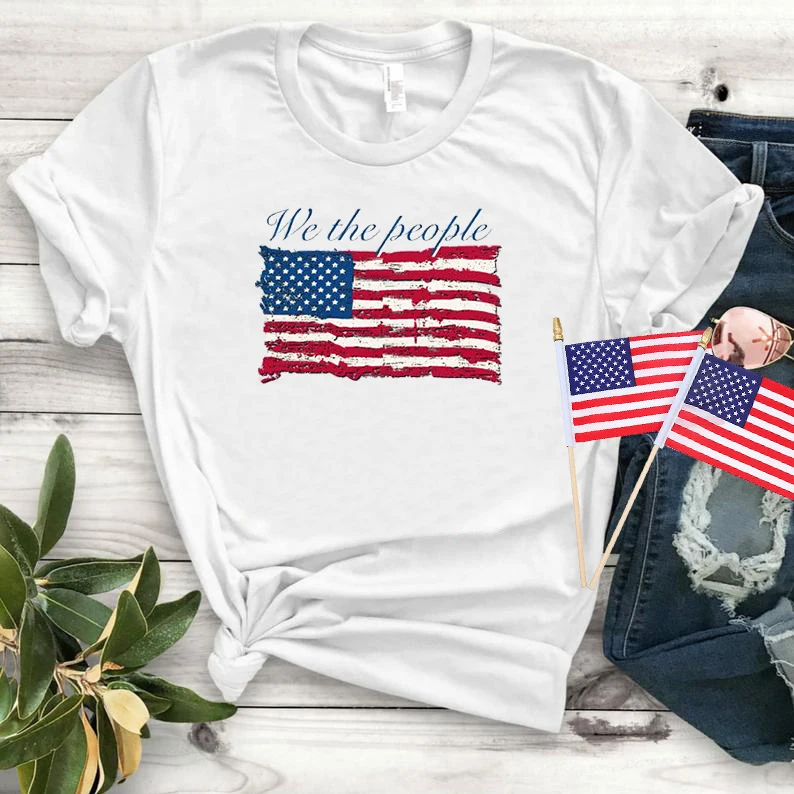 Патриотическая рубашка с американским флагом 2020 женская футболка на День